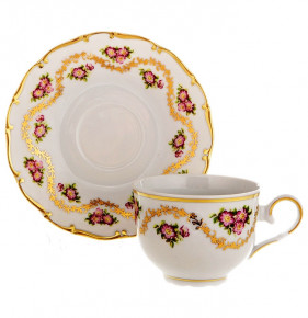 Набор чайных пар 155 мл 6 шт  Bohemia Porcelan Moritz Zdekauer 1810 s.r.o. "Магнолия /Дикая роза" / 060201