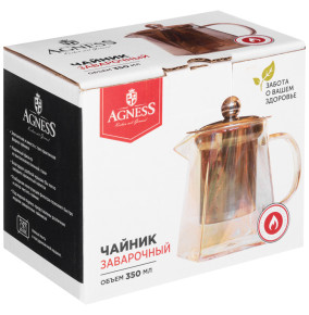 Заварочный чайник 350 мл с металлическим фильтром  Agness "Без декора" / 289383