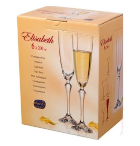 Бокалы для шампанского 200 мл 6 шт  Crystalex CZ s.r.o. "Элизабет /Без декора" / 005904