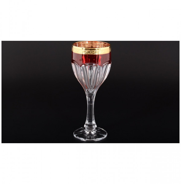 Бокалы для красного вина 290 мл 6 шт  Crystalite Bohemia &quot;Сафари /Рубин с золотом&quot; / 124832