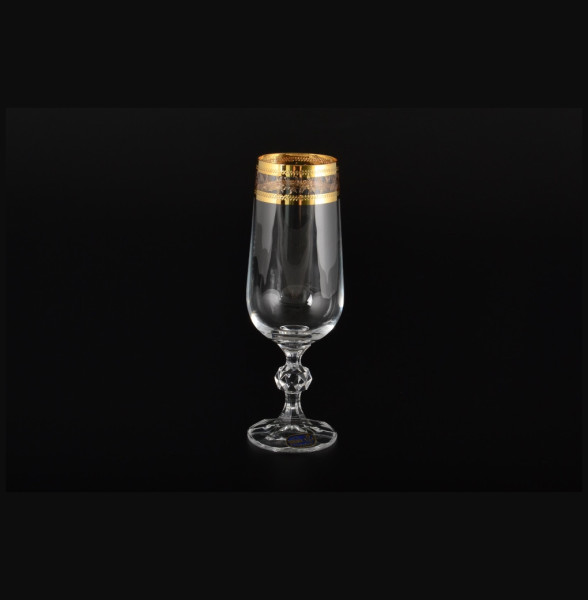 Бокалы для шампанского 180 мл 6 шт  Crystalite Bohemia &quot;Клаудия /Золотые листики&quot; / 007544