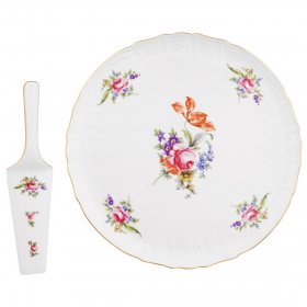 Тарелка для торта 32 см с лопаткой  Thun "Бернадотт /Полевой цветок" / 244858