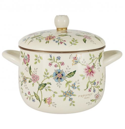 Кастрюля 20 см с крышкой эмалированная 4,3 л  Ejiry "Прованс" / 236609 — 