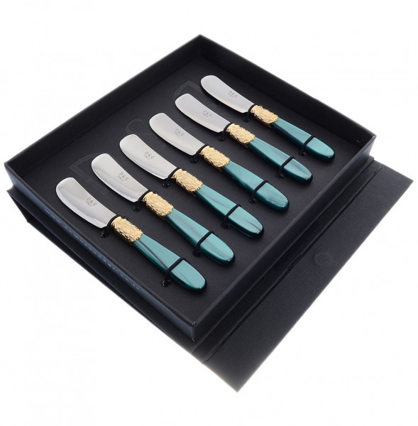 Столовые приборы 6 предметов Ножи для масла  Domus Design &quot;D&amp;D /Виктория&quot; цвет темно-зеленого жемчуга / 201544