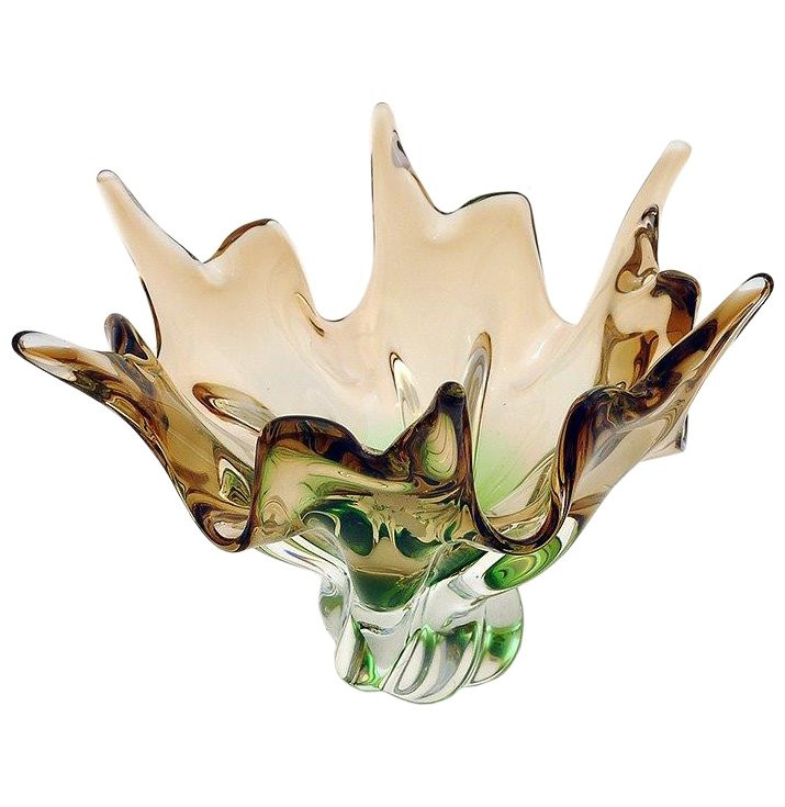 Ваза для фруктов 28 см Egermann "Прозрачно-Зелёно-Коричневая" / 061222 купить в Москве | «Посуда Богемия»