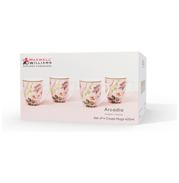 Набор кружек 420 мл 4 шт розовые  Maxwell &amp; Williams &quot;Arcadia&quot; (подарочная упаковка) / 327637