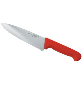 Нож поварской 20 см волнистое лезвие  P.L. Proff Cuisine "PRO-Line" красный  / 316418