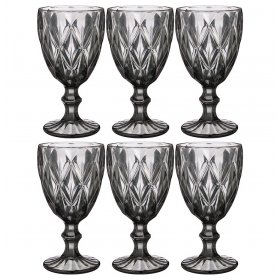 Бокалы для красного вина 324 мл 6 шт серые  Agness "Ромбо /Muza color" / 205506