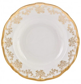 Набор тарелок 22 см 6 шт глубокие  Weimar Porzellan "Кастэл /Золотой цветочный узор" / 048165
