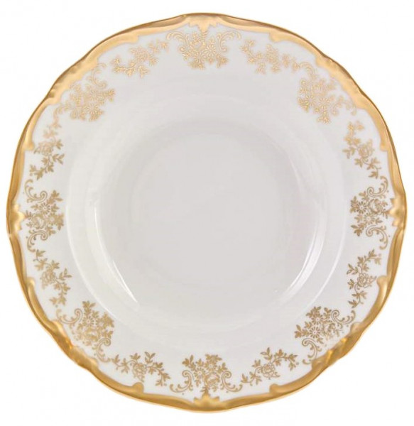 Набор тарелок 22 см 6 шт глубокие  Weimar Porzellan &quot;Кастэл /Золотой цветочный узор&quot; / 048165