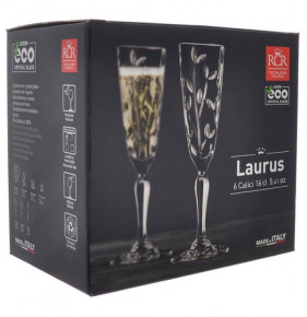 Бокалы для шампанского 160 мл 6 шт  RCR Cristalleria Italiana SpA "Лаурус /Без декора" / 281737