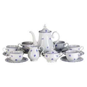 Кофейный сервиз на 6 персон 15 предметов  Thun &quot;Офелия /Мелкие синие цветы&quot; / 232243