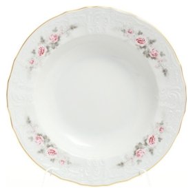 Набор тарелок 23 см 6 шт глубокие  Thun &quot;Бернадотт /Серая роза /золото&quot; / 012499