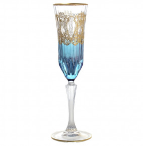 Бокалы для шампанского 180 мл 6 шт  RCR Cristalleria Italiana SpA "Timon /Адажио /Синий с золотом" / 128291