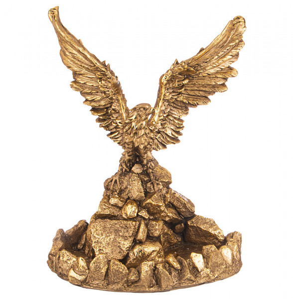 Фигурка 37 см с подставкой под мелочи  LEFARD &quot;Орёл на камнях с поднятыми крыльями&quot; /бронза с позолотой / 299057