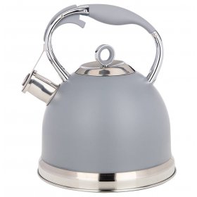 Чайник 3 л со свистком индукционое капсульное дно серый "Agness" / 272520