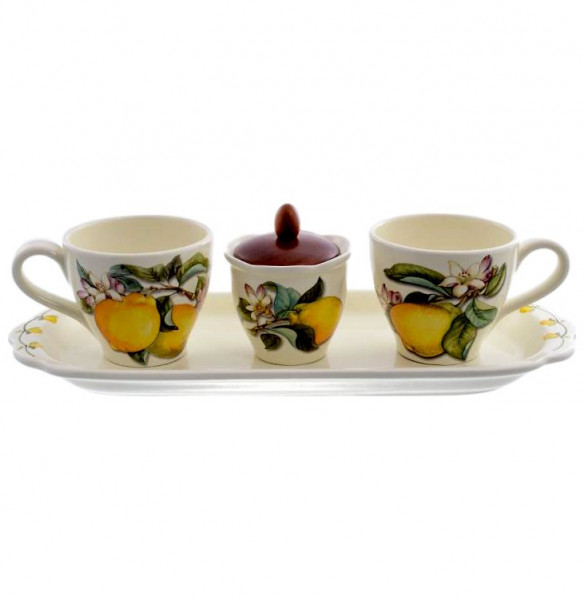 Чайный набор на 2 персоны 5 предметов  Artigianato Ceramico by Caroline &quot;Artigianato ceramico /Лимоны&quot; / 156827