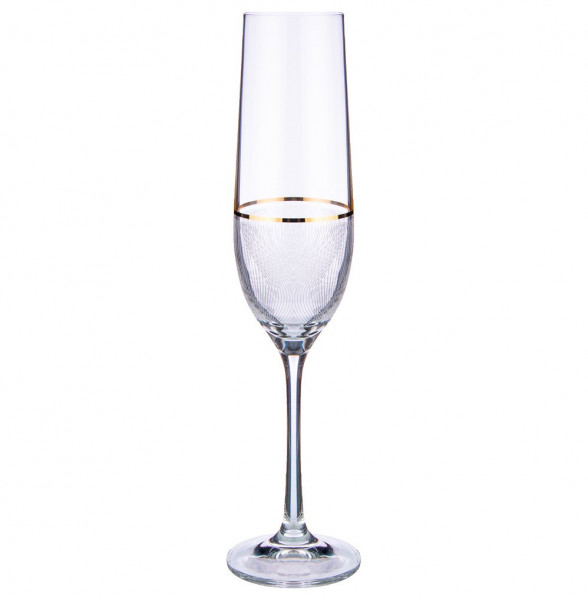 Бокалы для шампанского 190 мл 6 шт  Crystalex CZ s.r.o. &quot;Виола /Элегантность /Золото&quot; / 170272