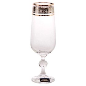 Бокалы для шампанского 180 мл 6 шт  Crystalite Bohemia &quot;Клаудия /Цветочный узор на платине&quot; / 005691
