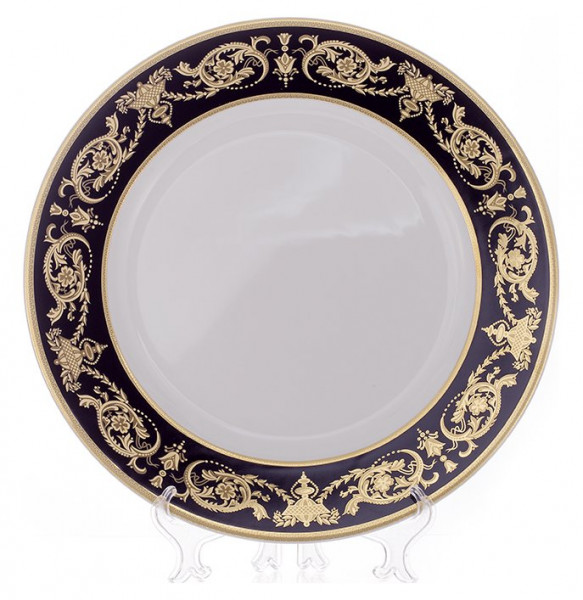 Блюдо 32 см круглое  Bavarian Porcelain &quot;Александрия /Золотой узор на чёрном&quot; / 070307