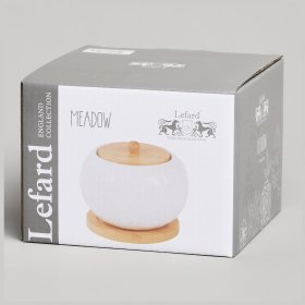 Сахарница 450 мл 12 х 9,5 см с деревянной крышкой на деревянной подставке  LEFARD &quot;Meadow&quot; / 370155