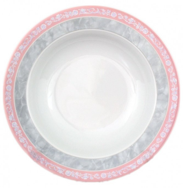 Набор тарелок 22 см 6 шт глубокие  Thun &quot;Яна /Серый мрамор с розовым кантом&quot; / 056353