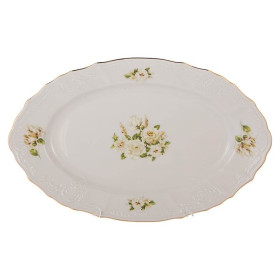 Блюдо 34 см овальное  Thun &quot;Бернадотт /Белые розы /золото&quot; / 166535