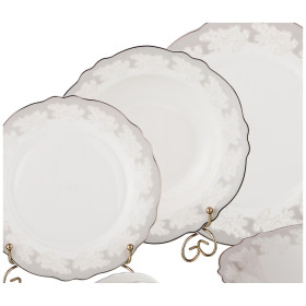 Столовый сервиз на 6 персон 26 предметов (без супника)  LEFARD &quot;Узор из листьев на сером&quot; / 189312