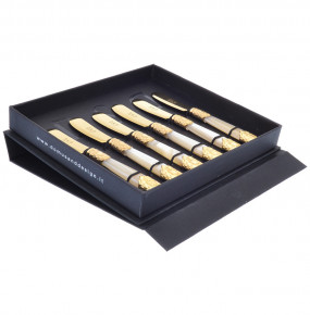 Столовые приборы 6 предметов Ножи для масла  Domus Design "D&D /Квин" цвет шампанско-жемчужный с золотом / 230800