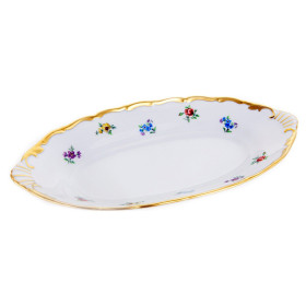 Блюдо 26 см овальное (селедочница)  Bohemia Porcelan Moritz Zdekauer 1810 s.r.o. &quot;Анжелика 845 /Мелкие цветы&quot; / 122567
