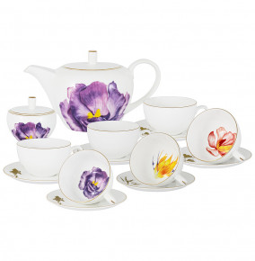 Чайный сервиз на 6 персон 14 предметов (без молочника)  Anna Lafarg Emily "Flowers" (подарочная упаковка) / 298460
