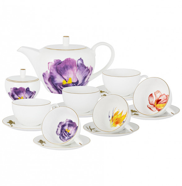 Чайный сервиз на 6 персон 14 предметов (без молочника)  Anna Lafarg Emily &quot;Flowers&quot; (подарочная упаковка) / 298460