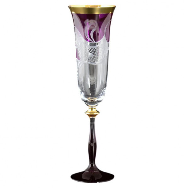 Бокалы для шампанского 190 мл 6 шт  Bohemia &quot;Анжела /Фиолетовые&quot; E-V / 108473