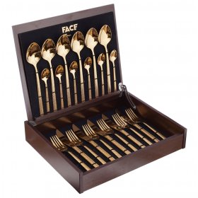 Столовые приборы 24 предмета на 6 персон Face Group "Hera" золото / 212781