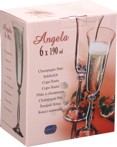 Бокалы для шампанского 190 мл 6 шт  Crystalex CZ s.r.o. "Анжела /Оптика /Отводка золото" / 111248