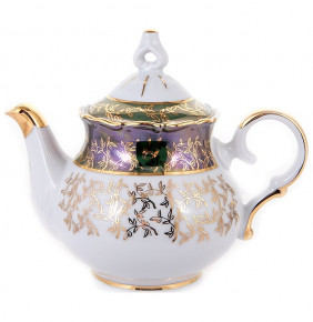 Заварочный чайник 600 мл  Bavarian Porcelain "Мария-Тереза /Зелёная /Золотые листики" / 060599