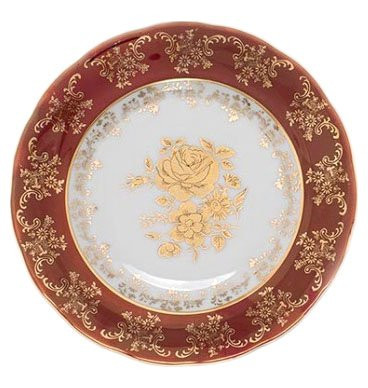 Тарелка 19 см 1 шт  Royal Czech Porcelain &quot;Мария-Тереза /Золотая роза /Красная&quot; / 203550