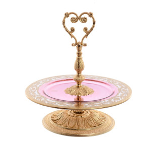 Фруктовница 30 см н/н плоская бронза RCR Cristalleria Italiana SpA "Timon /Розовая с золотом /70F" / 149568