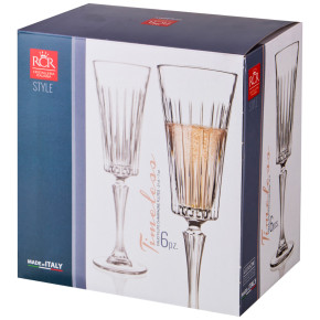 Бокалы для шампанского 210 мл 6 шт  RCR Cristalleria Italiana SpA "Таймлесс /Без декора" / 117080