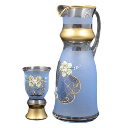 Набор для воды 7 предметов (кувшин + 6 стаканов) матовый  Bohemia &quot;Королевский /Лепка васильковая&quot; МВ / 051172