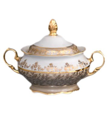 Сахарница  Royal Czech Porcelain &quot;Аляска /Бежевая /Золотые листики&quot; / 204787