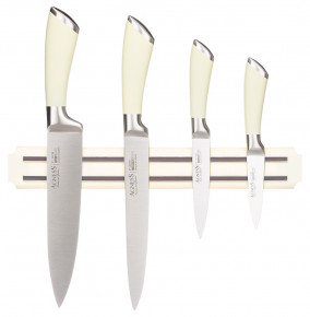 Набор кухонных ножей 5 предметов на магнитном держателе белые "Agness" / 281871