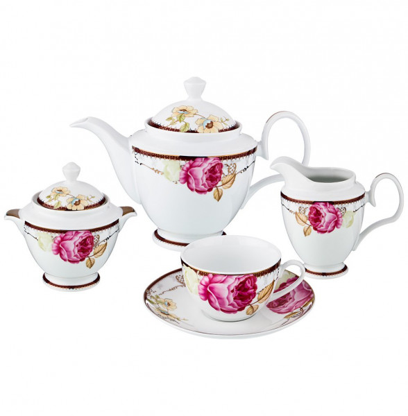 Чайный сервиз на 6 персон 15 предметов  LEFARD &quot;Роза и анемоны&quot; / 193988