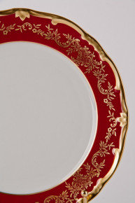 Набор тарелок 24 см 6 шт  Weimar Porzellan "Ювел /Красный с золотым узором" / 028798