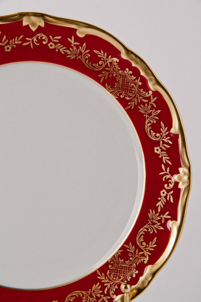 Набор тарелок 24 см 6 шт  Weimar Porzellan &quot;Ювел /Красный с золотым узором&quot; / 028798