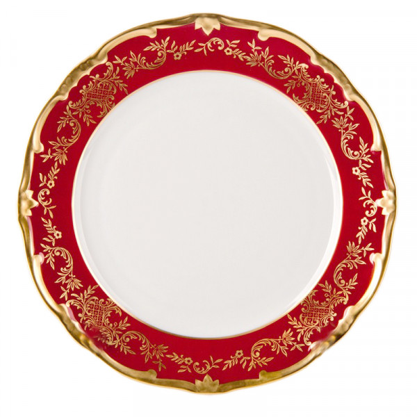 Набор тарелок 24 см 6 шт  Weimar Porzellan &quot;Ювел /Красный с золотым узором&quot; / 028798