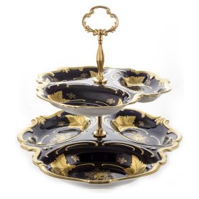 Этажерка-менажница 3-х ярусная  Weimar Porzellan &quot;Кленовый лист /Кобальт&quot;  / 001813