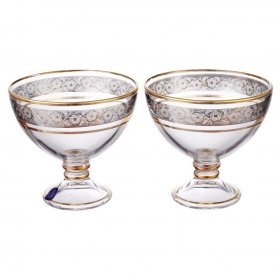 Креманки 460 мл 2 шт  Crystalex CZ s.r.o. &quot;Клаудия /Цветочный узор на платине&quot; V-D  / 312907