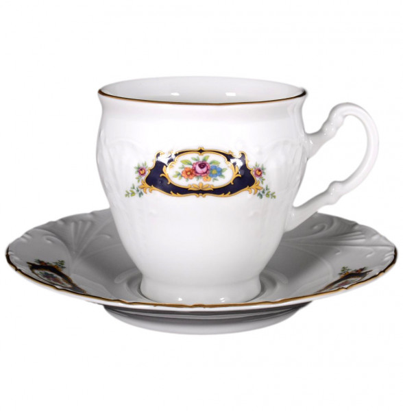 Набор чайных пар 220 мл 6 шт высокие  Bohemia Porcelan Moritz Zdekauer 1810 s.r.o. &quot;Лиана /Синеглазка&quot; / 087850