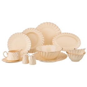 Столовый сервиз на 6 персон 27 предметов (без супника)  LEFARD &quot;Плиссе /Золото&quot; / 207563